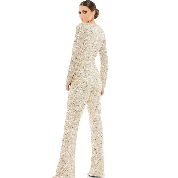 MAC DUGGAL size 8 Formal Long Sleeve Beaded Jumpsuit - Picture 2 of 6